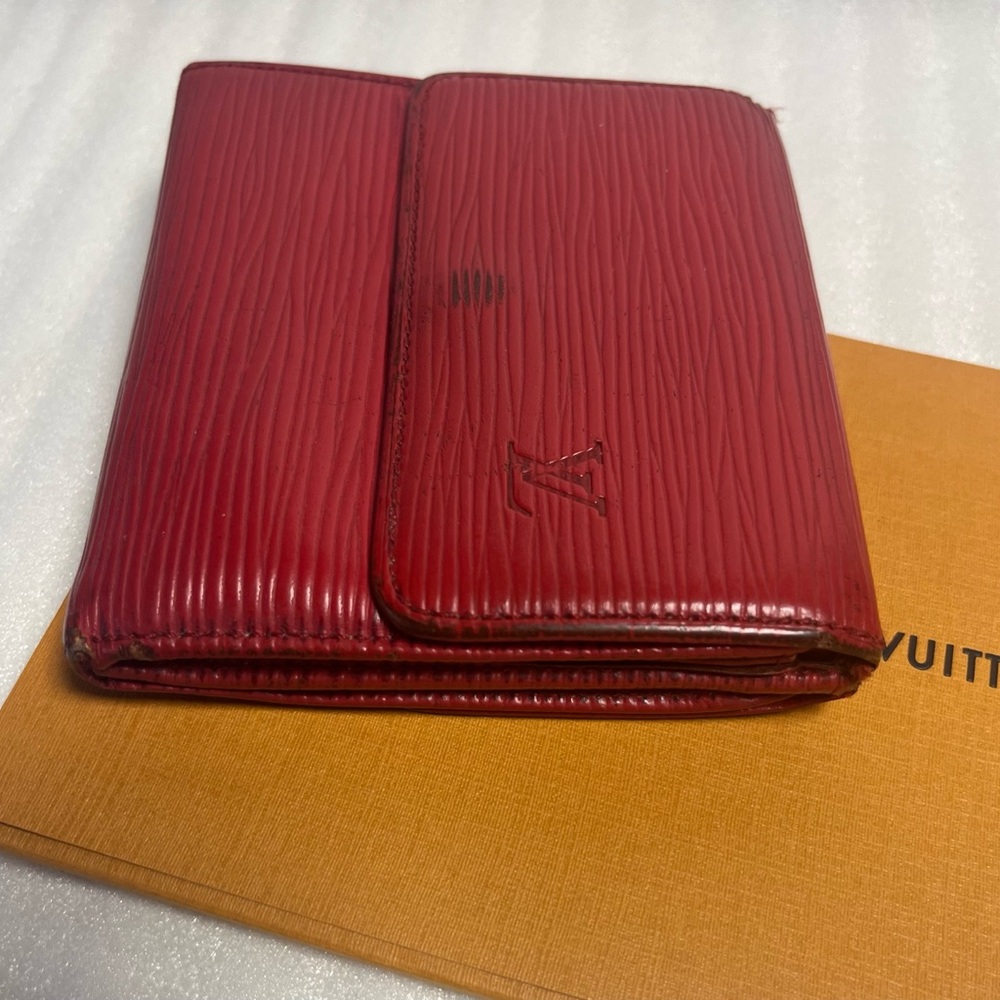 Louis Vuitton Red Epi Leather wallet LV Red Compact Wallet Billfold Wallet